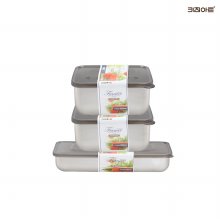 키친아트 피앙세 스텐레스 냉동실용 보관용기 3종B(2호x2개)+(5호x1개)