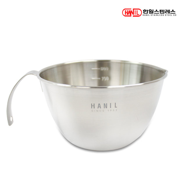한일STS 스텐레스304 손잡이형 계량믹싱볼 1200ml 계량컵 레시피컵