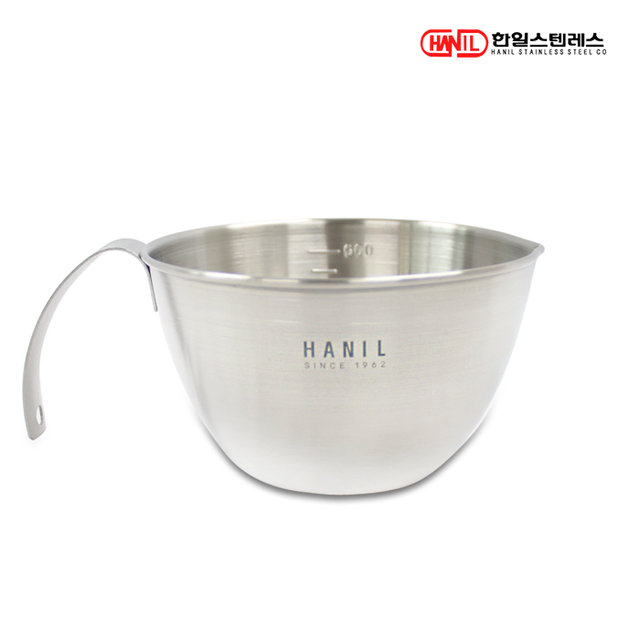 한일STS 스텐레스304 손잡이형 계량믹싱볼 750ml 계량컵 레시피컵