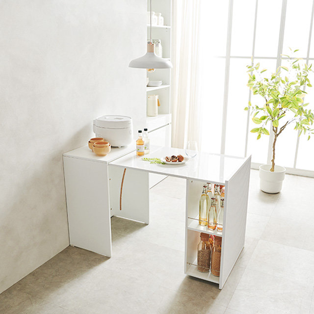 아빌 폴딩 식탁 접이식 슬라이딩 테이블 확장형  원룸 1인용식탁