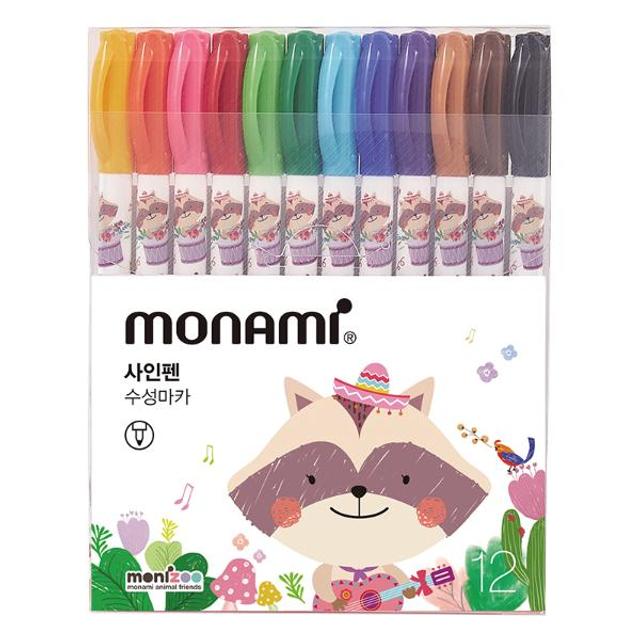 모나미 모니주 사인펜 12색 핑크