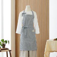 순면 선염 앞치마 핀스트라이프 네이비