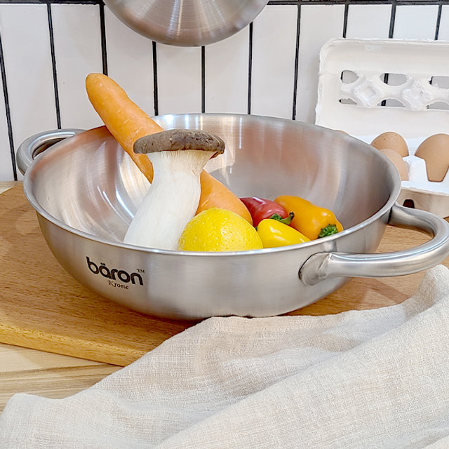STS304 올바디 통5중 스텐 전골 양수냄비 26cm