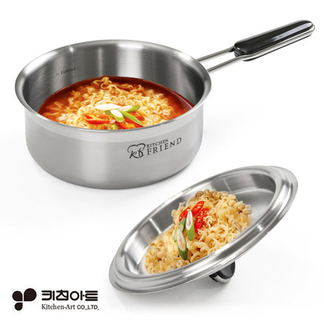 키친아트 스텐 인덕션겸용 라면 편수냄비 18cm 1인용 찌개 밀크팬