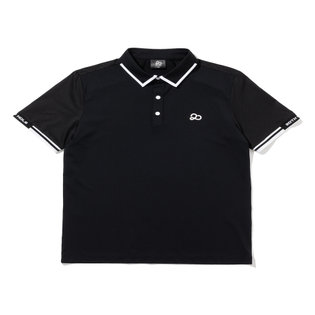 메쉬 소매 포인트 반팔 티셔츠 [BLACK]