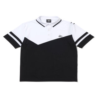 어깨 YOKO 절개 배색 반팔 티셔츠 [BLACK]