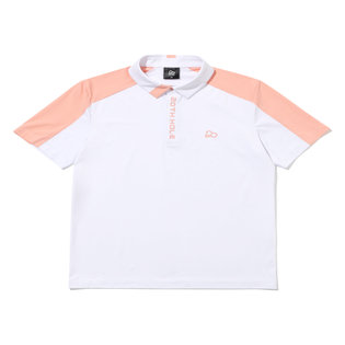 소매 에리 절개 배색 반팔 티셔츠[CORAL]