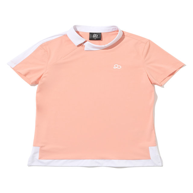 사선 플라켓 여성 반팔 티셔츠[CORAL]