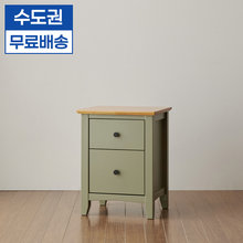 로하 고무나무 원목 2단 서랍 협탁