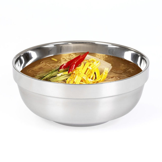 면기 18cm 4P+젓가락 4벌세트 떡국 냉면 우동 큰 스텐 이중그릇