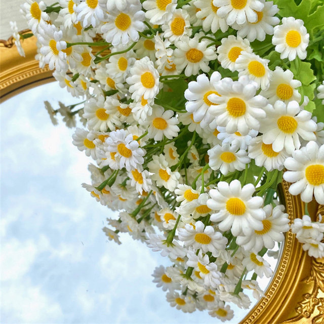 [해외직구] 블레오 생화같은 조화 데이지 꽃다발 장식 부케 실크플라워 5묶음