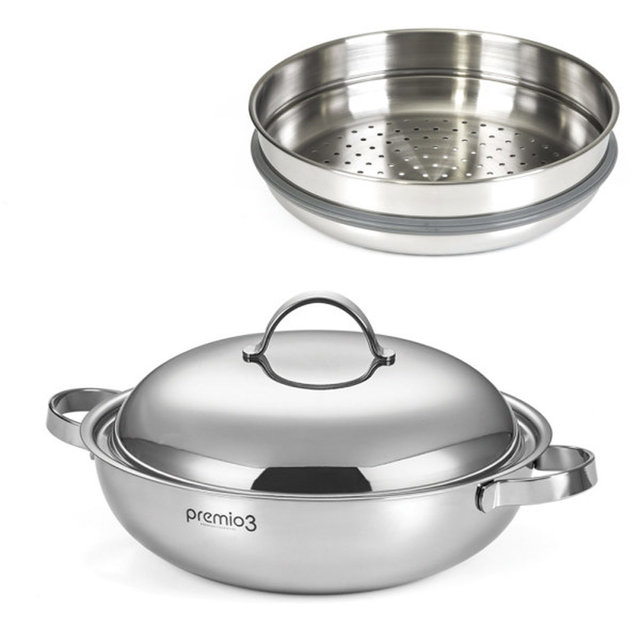 키친아트 스텐 인덕션겸용 찜냄비 28cm 전골 야채 옥수수찜기 샤브샤브냄비