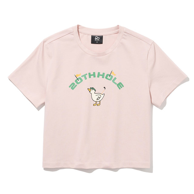투에니더그 골프 프린트 여성 반팔 크롭 티셔츠 [PALE PEACH]