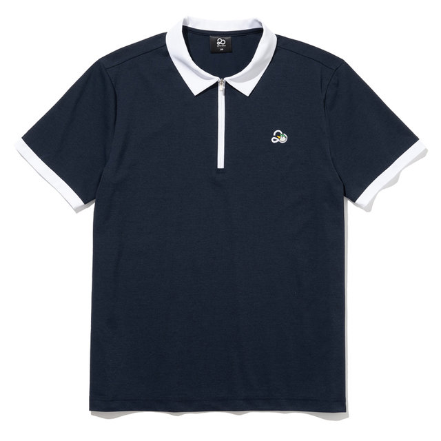 배색 하프집업 남성 반팔 티셔츠 [NAVY]