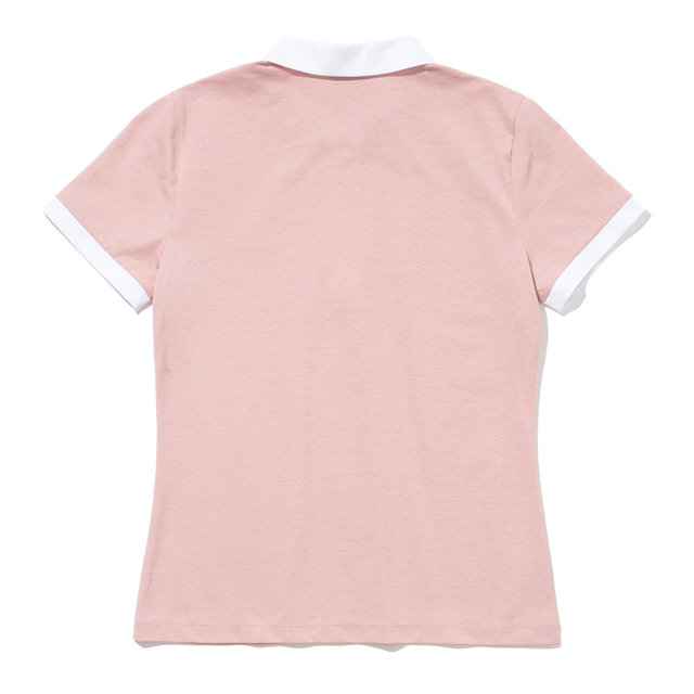 배색 하프집업 여성 반팔 티셔츠 [CORAL PINK]