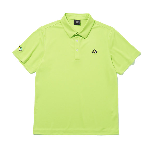 투에니더그 자수 카라 남성 반팔 티셔츠[YELLOW GREEN]