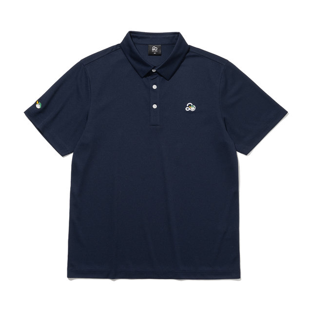 투에니더그 자수 카라 남성 반팔 티셔츠[NAVY]