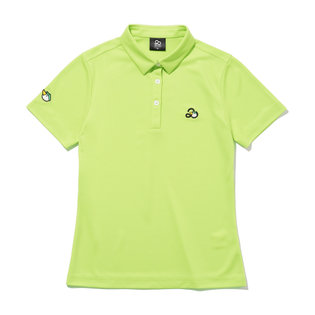 투에니더그 자수 카라 여성 반팔 티셔츠[YELLOW GREEN]