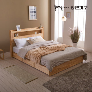 플랫 베이직 LED 고무나무 원목 수납침대 독립20T라텍스폼 Q,착불