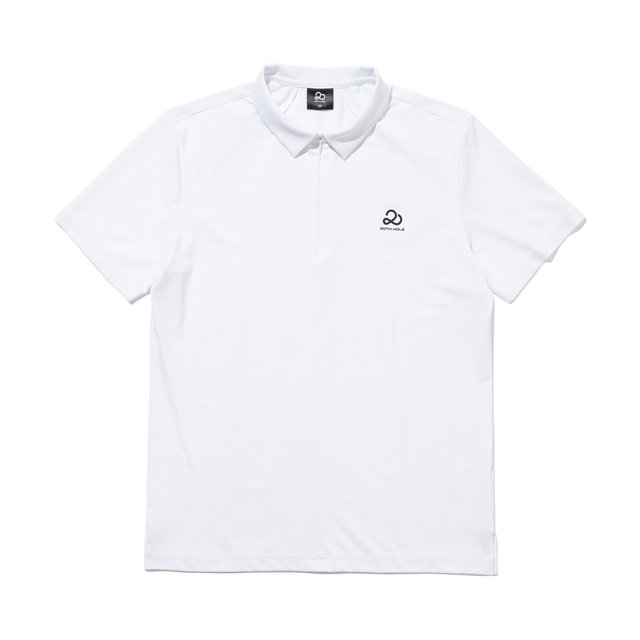 메쉬 웰딩 포인트 하프집업 남성 반팔 티셔츠[WHITE]