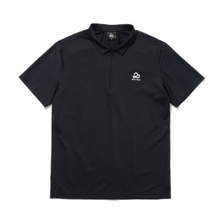 메쉬 웰딩 포인트 하프집업 남성 반팔 티셔츠[BLACK]