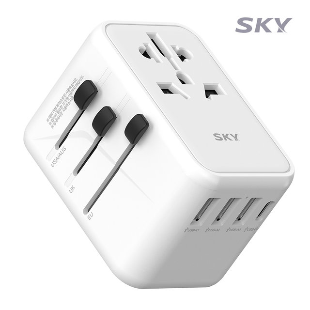 [임직원] 스카이 필 45W USB-PD 여행용 올인원 해외 멀티플러그 5포트 고속 어  