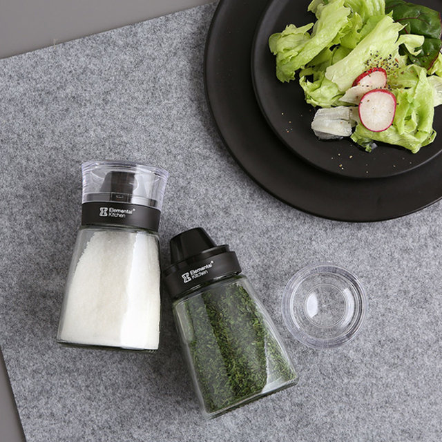 양념병 블랙 160ml 2P 주방 유리양념통 고추가루 깨 소금 후추 조미료통