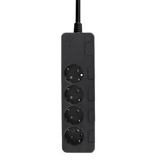 블랙 푸쉬탭 개별스위치 멀티탭 4구 3M