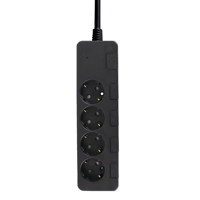 블랙 푸쉬탭 개별스위치 멀티탭 4구 3M