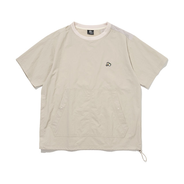 투에니더그 캥거루 포켓 크루넥 남성 바람막이 반팔 티셔츠 [BEIGE]