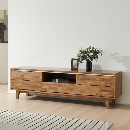 엘제 오픈서랍 원목 거실장 고무나무 선반 tv받침 티비다이 1500