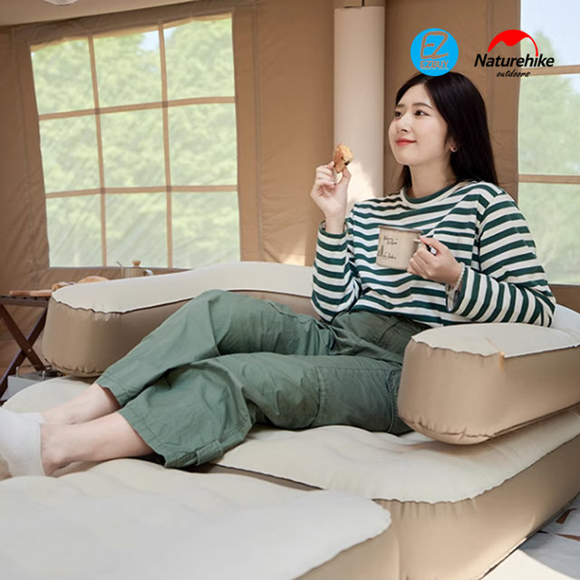 [해외직구] 네이처하이크 3in1 접이식 에어소파 에어매트 CNK2300DZ010 1인용 베이지 / 등받이 쿠션 / 벨벳&TPU