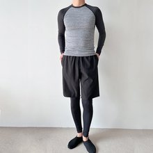 블레오 남성 비치웨어 래쉬가드 하의 반바지 워터레깅스 세트 블랙