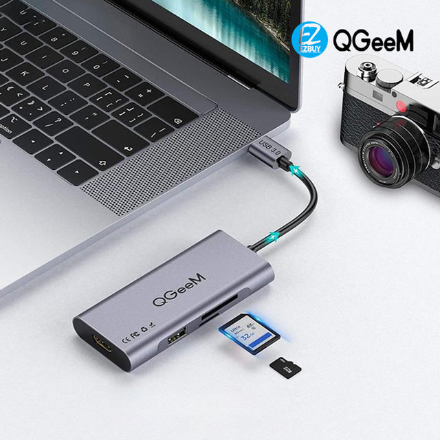 [해외직구] 큐짐 7 in 1 USB C-Type 멀티허브 QG-UH07-A 그레이 / USB 허브 / 맥북호환 가능