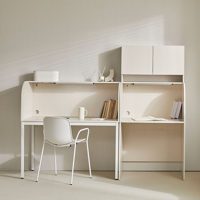 [비밀특가] 토모 집중력 1인용 독서실 책상 일체형 800 (LED조명, 상부수납장)