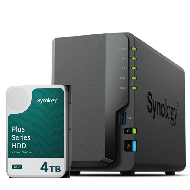 [국내정품] 나스 DS224+2Bay NAS HAT3300 4TBX1 하드디스크 합본