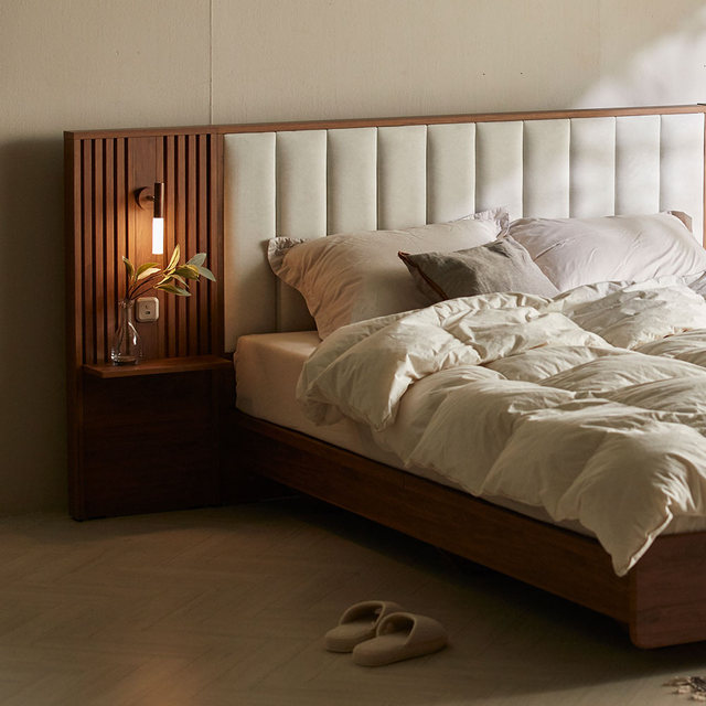 [비밀특가] 로시 패브릭 템바보드 호텔식 수납 침대 Q+본넬