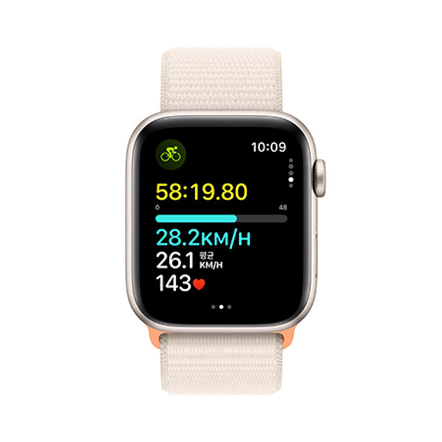 애플워치 SE2 44mm, GPS (스타라이트 알루미늄, 스타라이트 스포츠루프) - [MRE63KH/A]