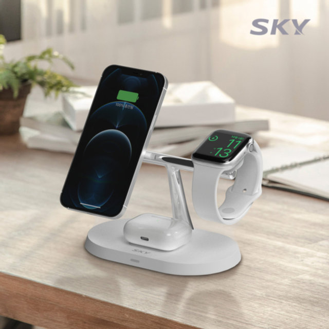 스카이 필 3in1 맥세이프 고속 무선 충전기 W54 아이폰 애플워치 거치대