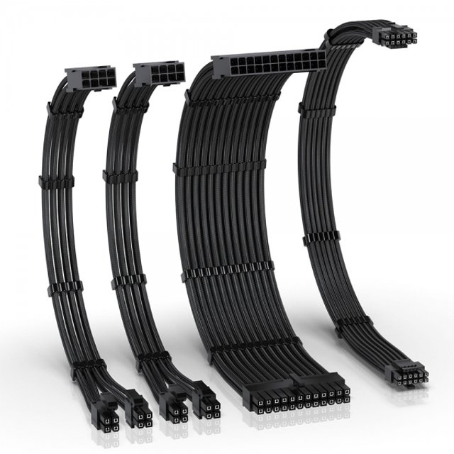 EZDIY-FAB PSU 연장 슬리빙 케이블 4PACK (블랙)