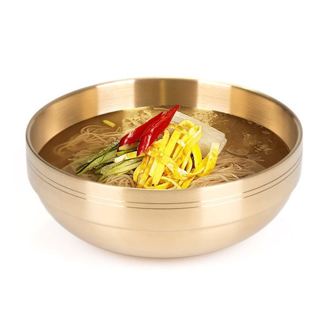 키친아트 이중 냉면그릇 면기 20cm+수저세트 티타늄 국수 라면 비빔밥그릇