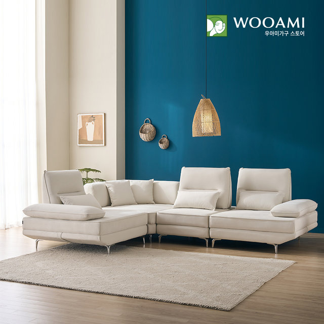 [착불] 베로니카 6인 코너형 스윙 갤럭시 패브릭 소파 2color