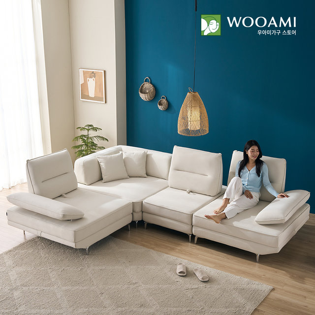 [착불] 베로니카 6인 코너형 스윙 갤럭시 패브릭 소파 2color