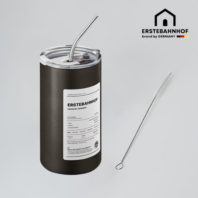 스텐 빨대 텀블러 600ml 딥그레이 커피 캠핑 보온보냉 진공 입구넓은텀블러