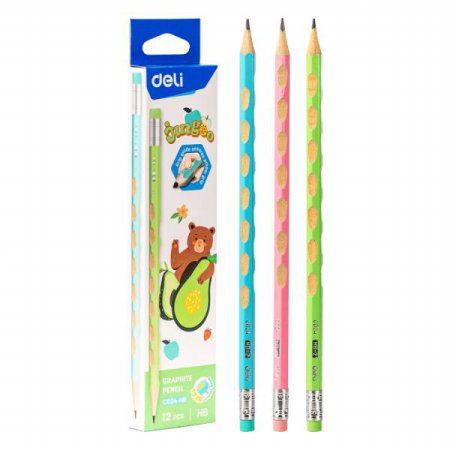 DELI EC024 이지그립 칼라 육각 지우개 연필 HB 1타