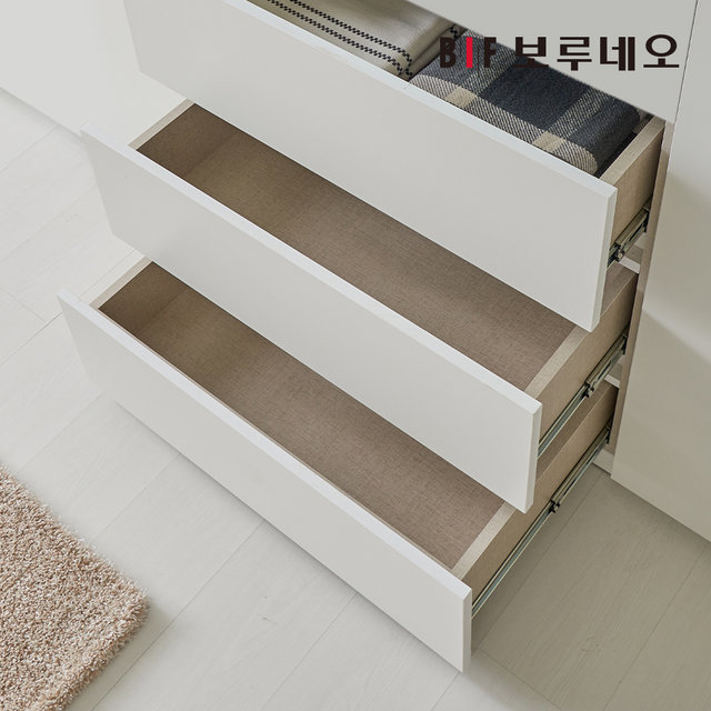 E0 네오3단서랍 여닫이 작은방 붙박이장 180cm 6자 매립형 손잡이