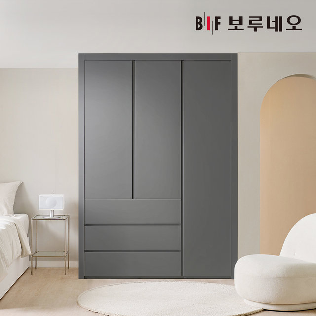 E0 네오3단서랍 여닫이 작은방 붙박이장 150cm 5자 매립형 손잡이