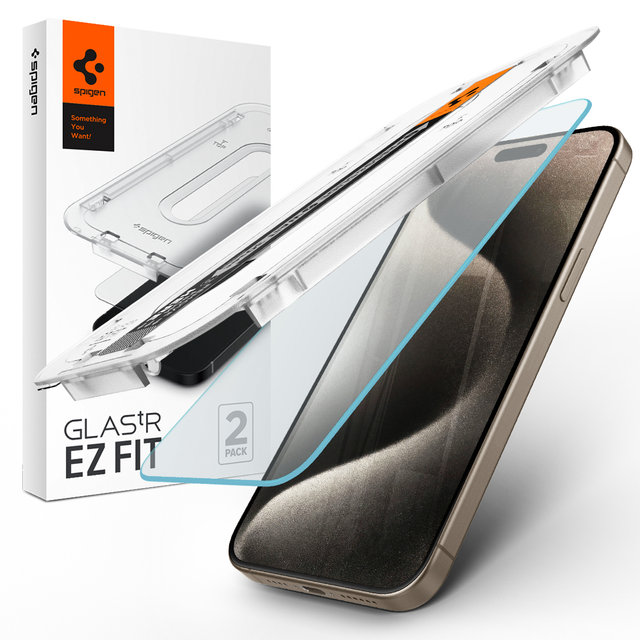 슈피겐 아이폰15 프로 블루라이트 차단 강화유리 글라스tR 이지핏