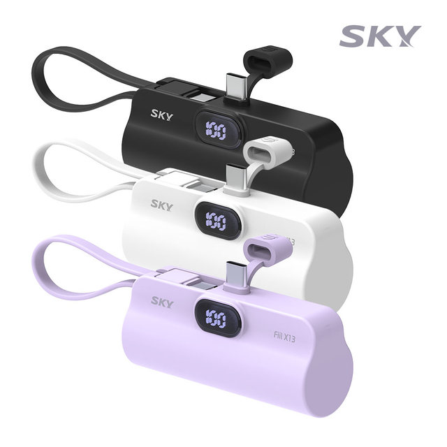 스카이 필 2in1 LED 도킹형 일체형 미니 보조배터리 5000mAh X13 C타입 8핀 갤럭시 아이폰