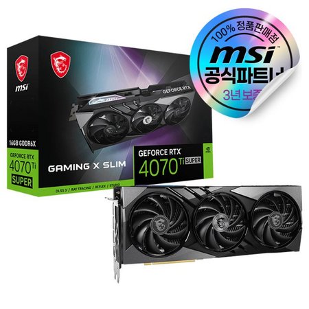 [+스타워즈 아웃로] MSI 지포스 RTX 4070 Ti SUPER 게이밍 X 슬림 D6X 16GB 트라이프로져3